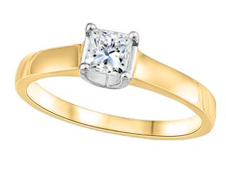 Bague en or 14kt a diamant Canadien Princesse 30 pts,VVS2-G