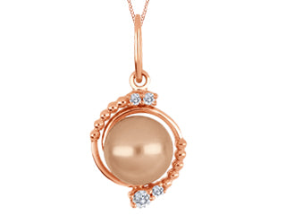 Chaine et pendentif en or rose et perle rose et diamants ICG2572PPK