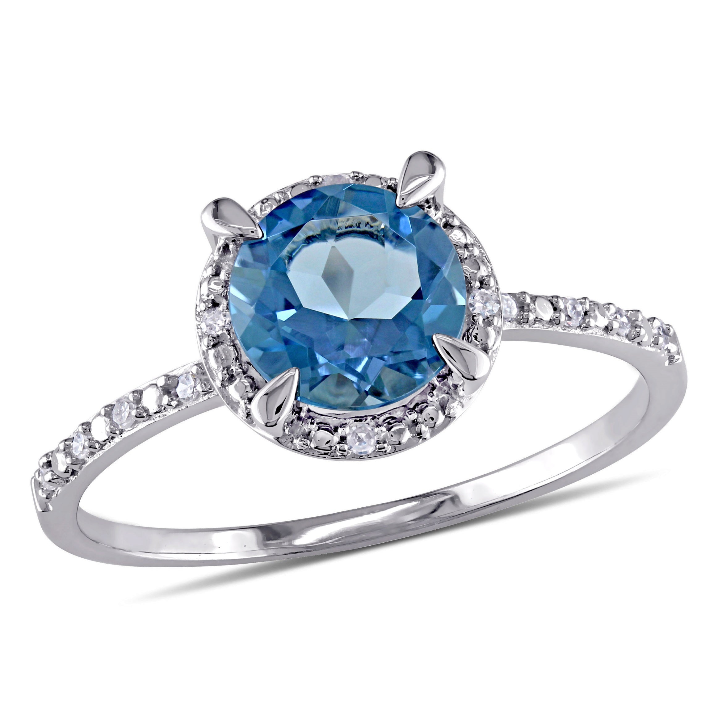 Bague topaze bleu et diamants