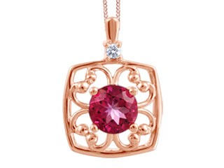 Pendentif en or rose et topaze rose
