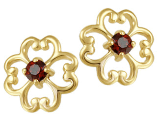 Boucle fleur 4 pétales grenat
