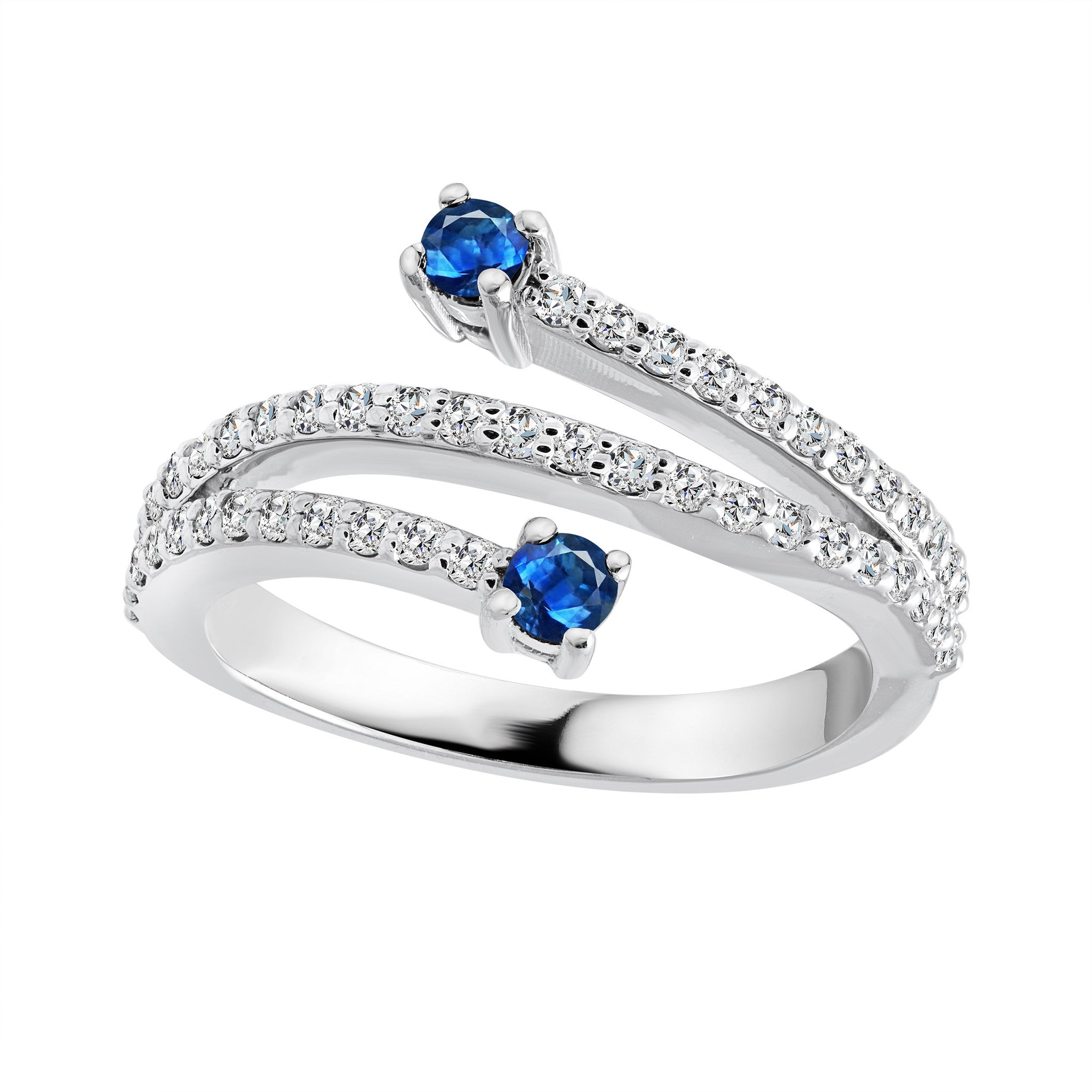 Bague à diamants et saphir bleu