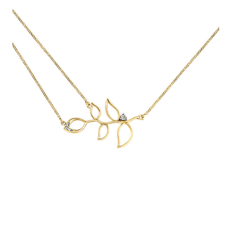 Pendentif feuille à diamants