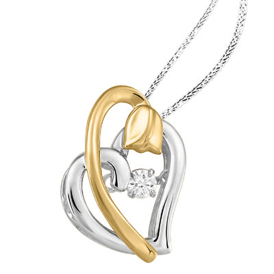 Pendentif Coeur à diamant Dansant