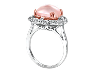 Bague quartz rose et diamants