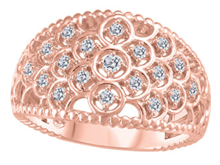 Jonc bague à diamants en or rose 25 points total