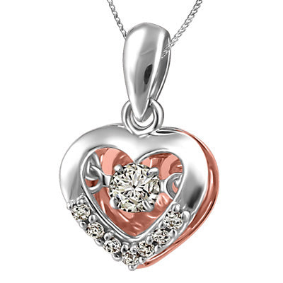 Pendentif coeur diamant qui danse