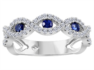 Jonc à diamants en or rose et saphir