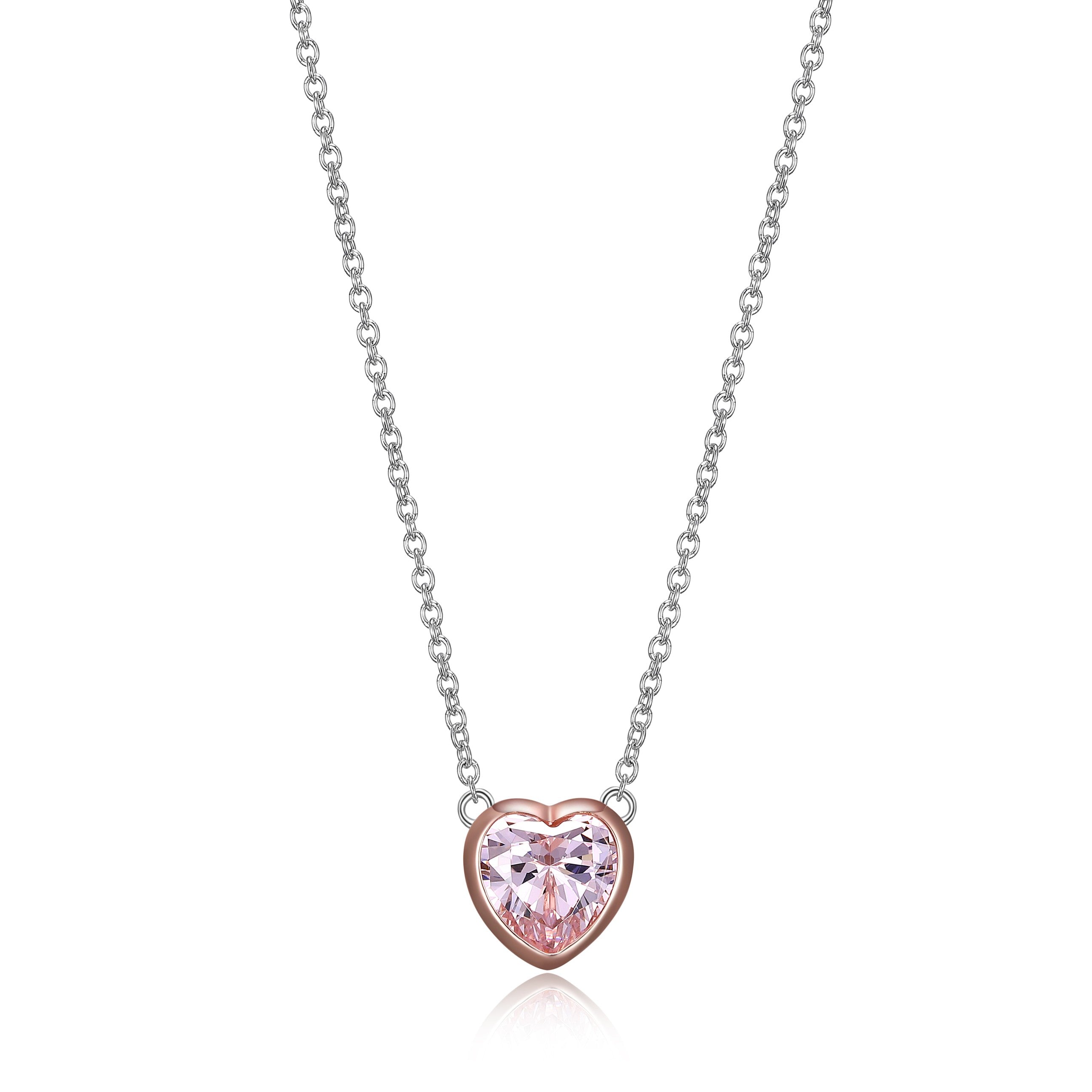 Collier reign coeur rose cubic arg. sterling R0X1559518