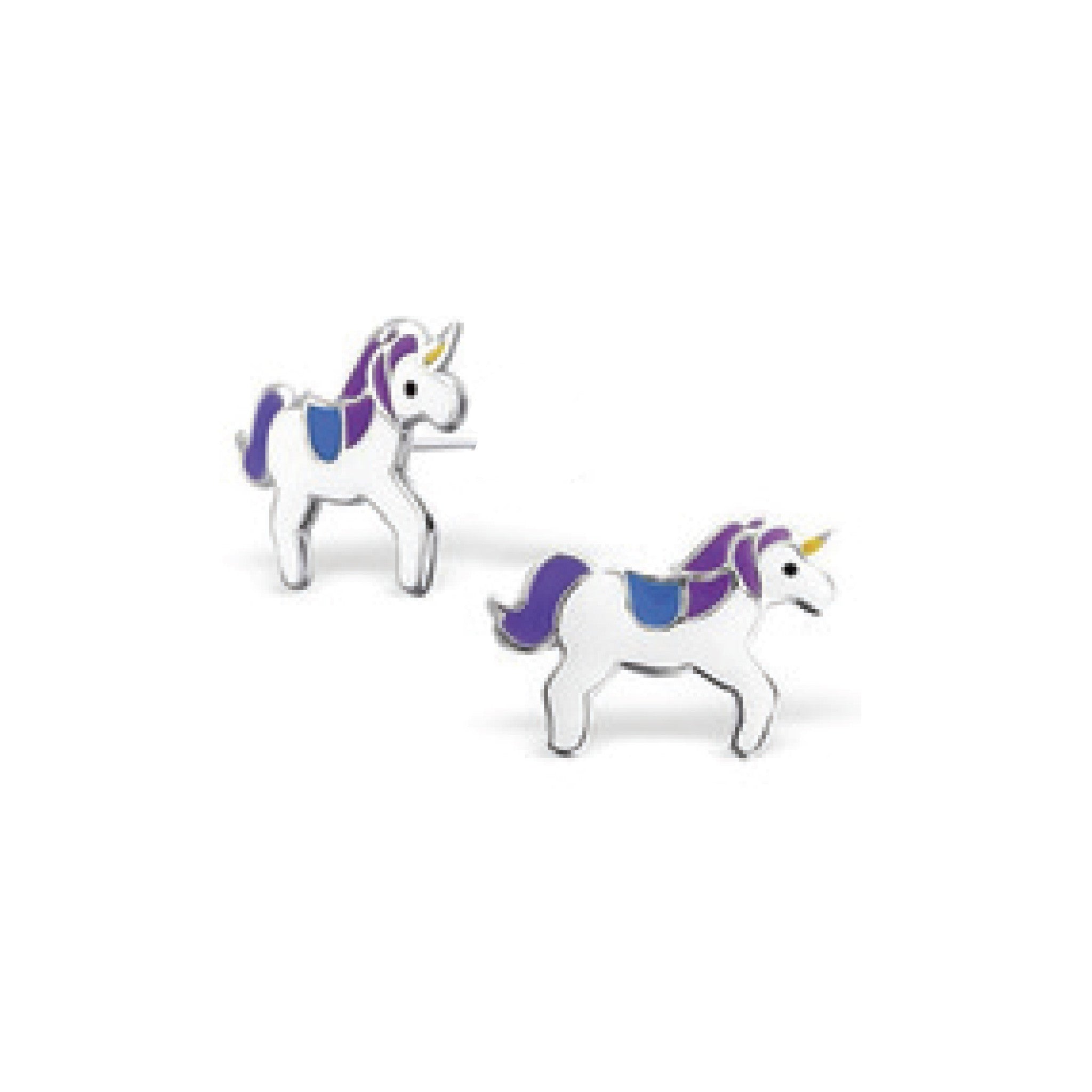 Boucle d'oreille FLORA licorne en émail