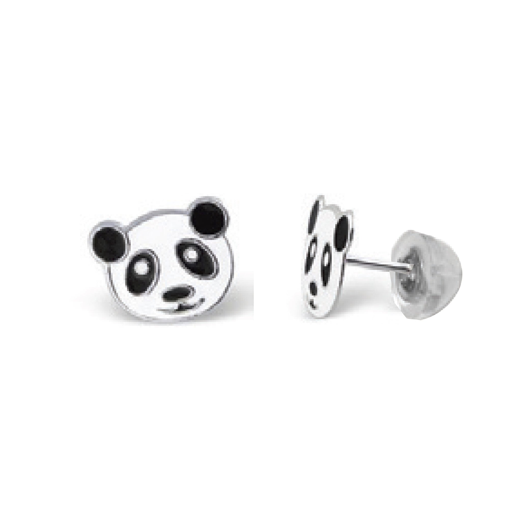 Boucle d'oreille FLORA en émail PANDA en argent