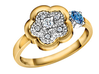 Bague fleur FIJ2553/03 avec 1 diamant Canadien de 4 points
