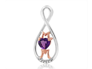 Chaine et pendentif argent et or rose amethyste