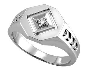 Bague pour homme en or blanc 10kt sertie de diamants 12 points total