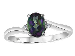 Bague en or Jaune et Mystique Fire et 2 diamants au total 1 point