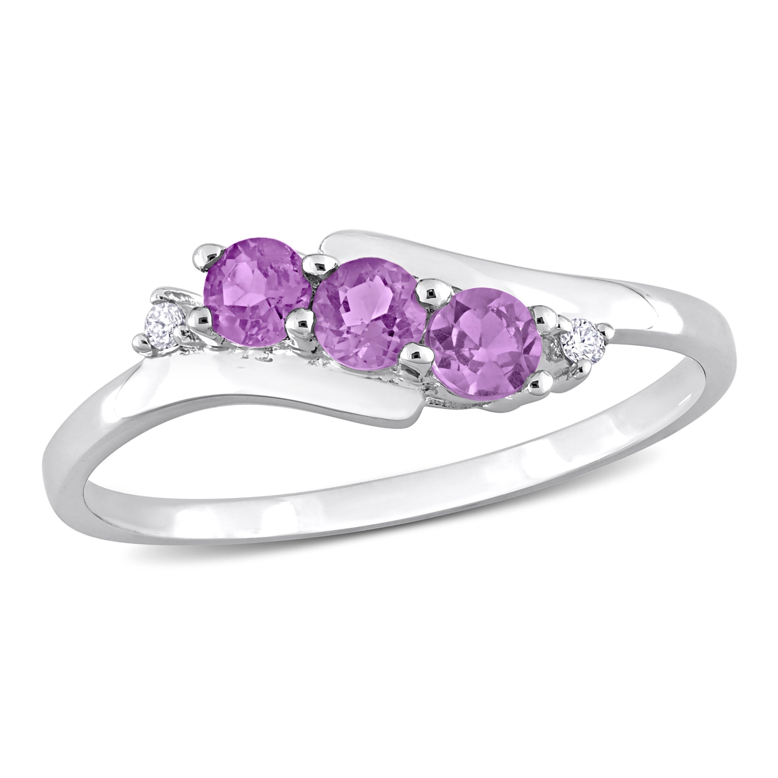 Bague or blanc améthyste et diamants