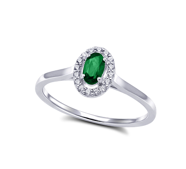 Bague en or blanc 87115010, diamant 10 points total et pierre naturel.