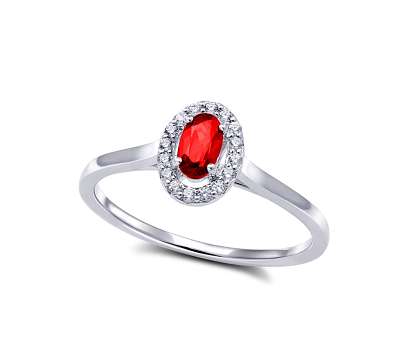 Bague en or blanc 87115010, diamant 10 points total et pierre naturel.