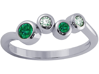 Bague familiale 4 pierres
