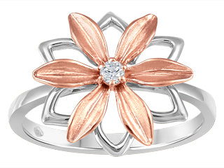 Bague fleur à diamant