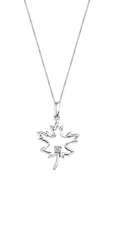 Pendentif''Feuille d'érable'' à diamant