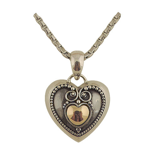 Pendentif Urne en argent et or 18kt